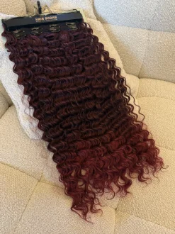 Hot 7 fasce Riccia con clip rosso burg Extension Rosse|Code Basi Nere