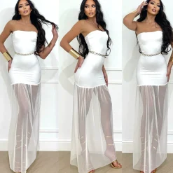 Clearance Abito a fascia con gonna in tulle bianco Abiti