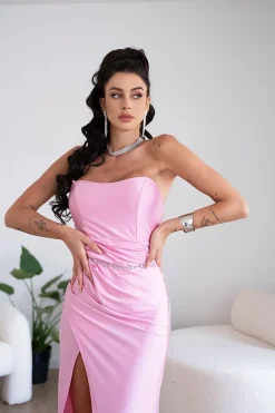 Hot Abito a sirena con push up e incrocio rosa bubble Abiti