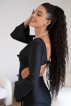 New Abito asimmetrico nero con brillantini Abiti