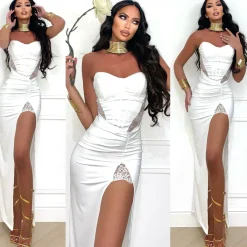 Online Abito bustier bianco con pizzo Abiti