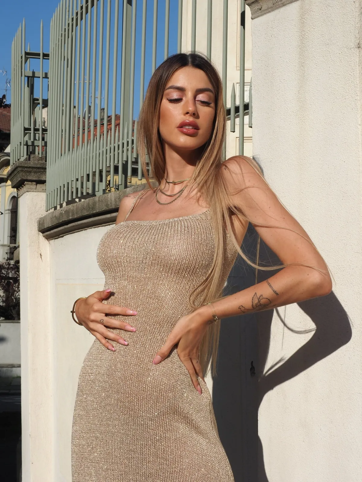 Hot Abito in lurex oro | consegna 24/48h Abiti