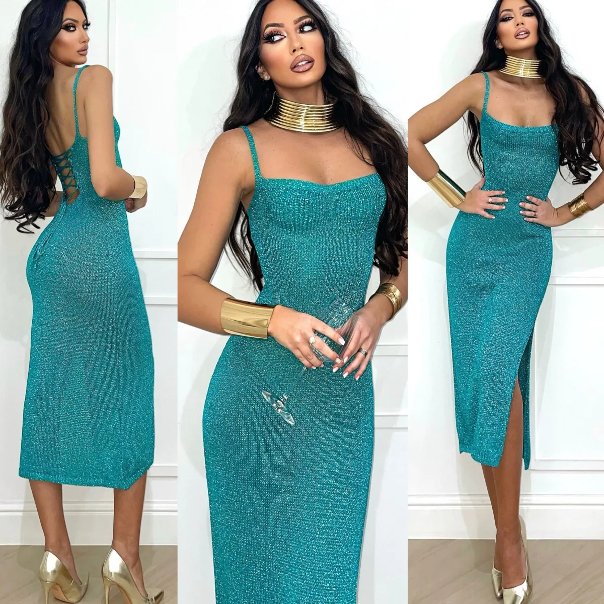 Sale Abito in lurex oro | consegna 24/48h Abiti