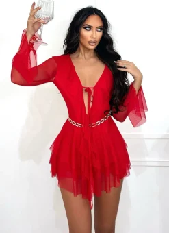 Sale Abito in tulle rosso Abiti