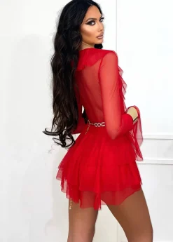Sale Abito in tulle rosso Abiti