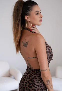 Hot Abito lungo animalier in velo Abiti
