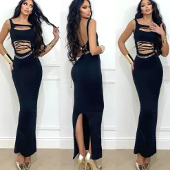 Fashion Abito lungo lacci nero Abiti