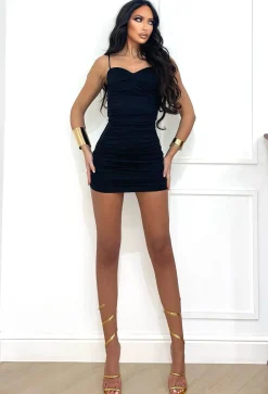 Hot Abito nero con arricciatura Abiti