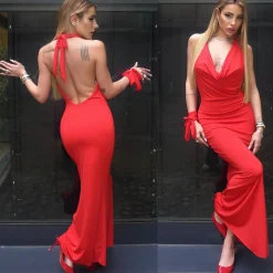 Best Abito rosso con laccio e scollo Abiti