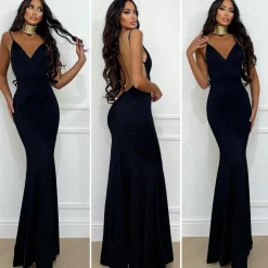 Clearance Abito sirena bretellina nero Abiti
