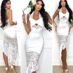Online Abito white lace sirena Abiti