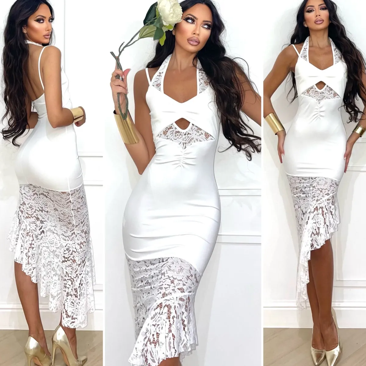 Online Abito white lace sirena Abiti