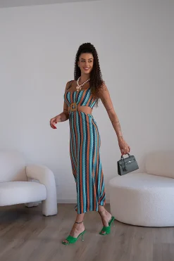 Outlet Abito zig zag tiffany arancio Abiti