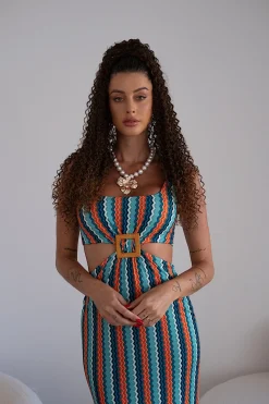 Outlet Abito zig zag tiffany arancio Abiti