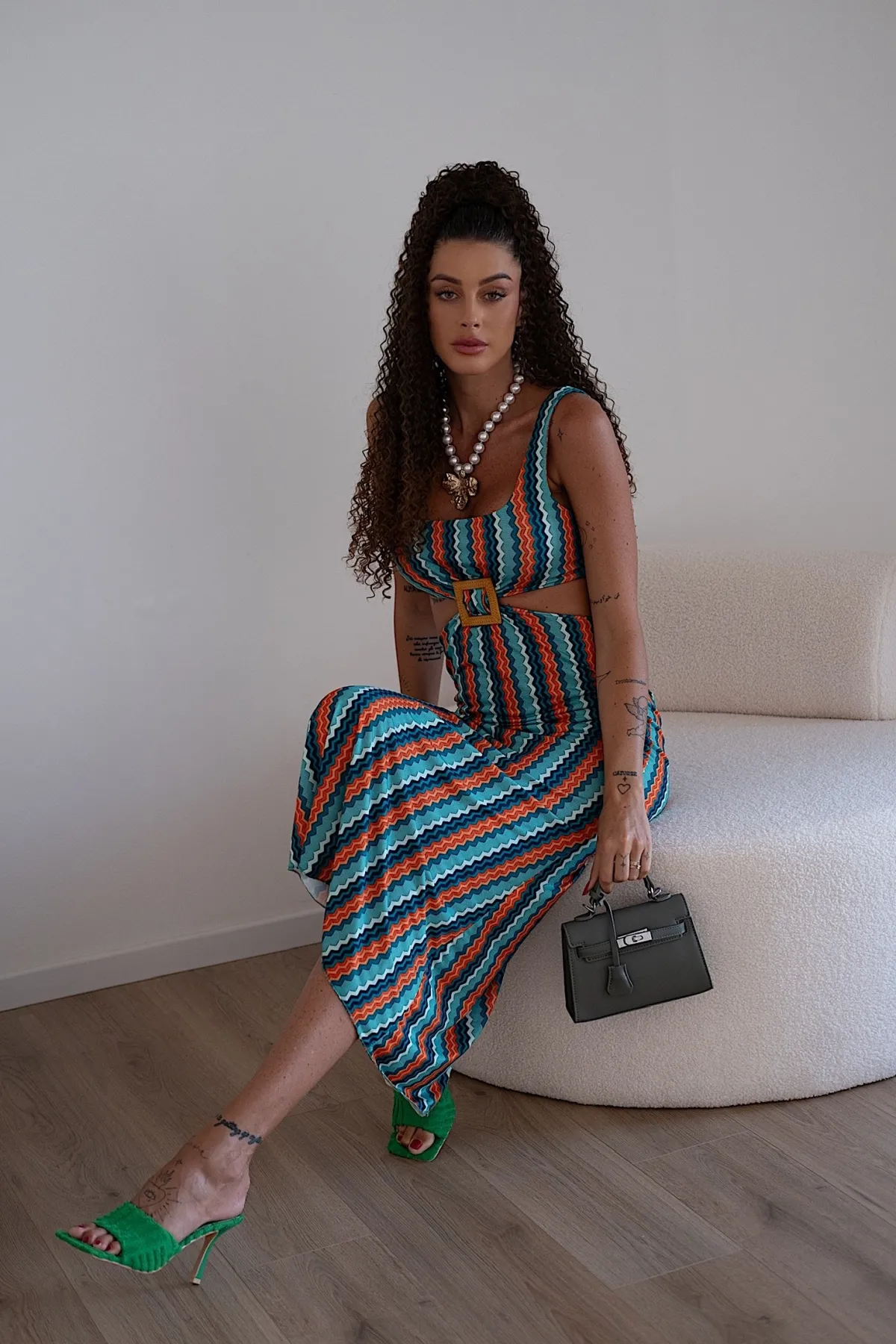 Outlet Abito zig zag tiffany arancio Abiti