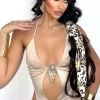 Discount Bandana animalier beige/nera Bikini|Bikini