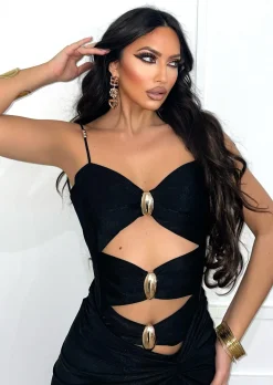Fashion Bikini due pezzi body più gonna nero Bikini|Bikini