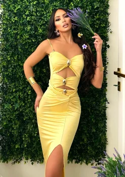 Sale Bikini due pezzi body più gonna giallo Bikini|Bikini