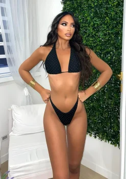 Sale Bikini nero con brillantini e gonna Bikini|Bikini