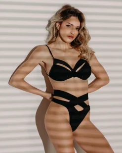 Hot Bikini nero con incrocio e trasparenze Bikini|Bikini