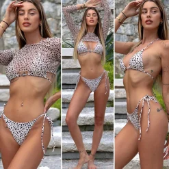 Fashion Bikini tre pezzi beige pois neri compresa t-shirt | consegna 24/48h Bikini|Bikini