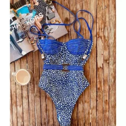 Outlet Body intero blu a pois bianchi | consegna 24/48h Bikini|Bikini