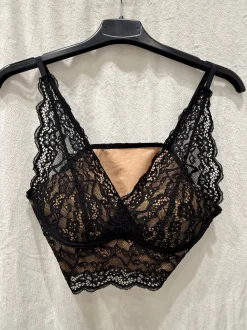 Outlet Bralette in pizzo nero nude Bluse & Top