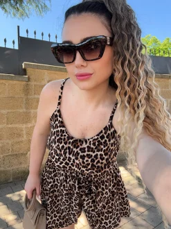 Clearance Canotta animalier con strass Bluse & Top
