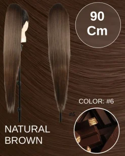New Coda #6 extra long 90cm liscia con Coulisse castano naturale #6 Code Basi Castane