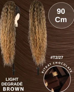 Discount Coda extra long 90cm Riccia con Coulisse castano degradè #T1B/27 Code Basi Castane