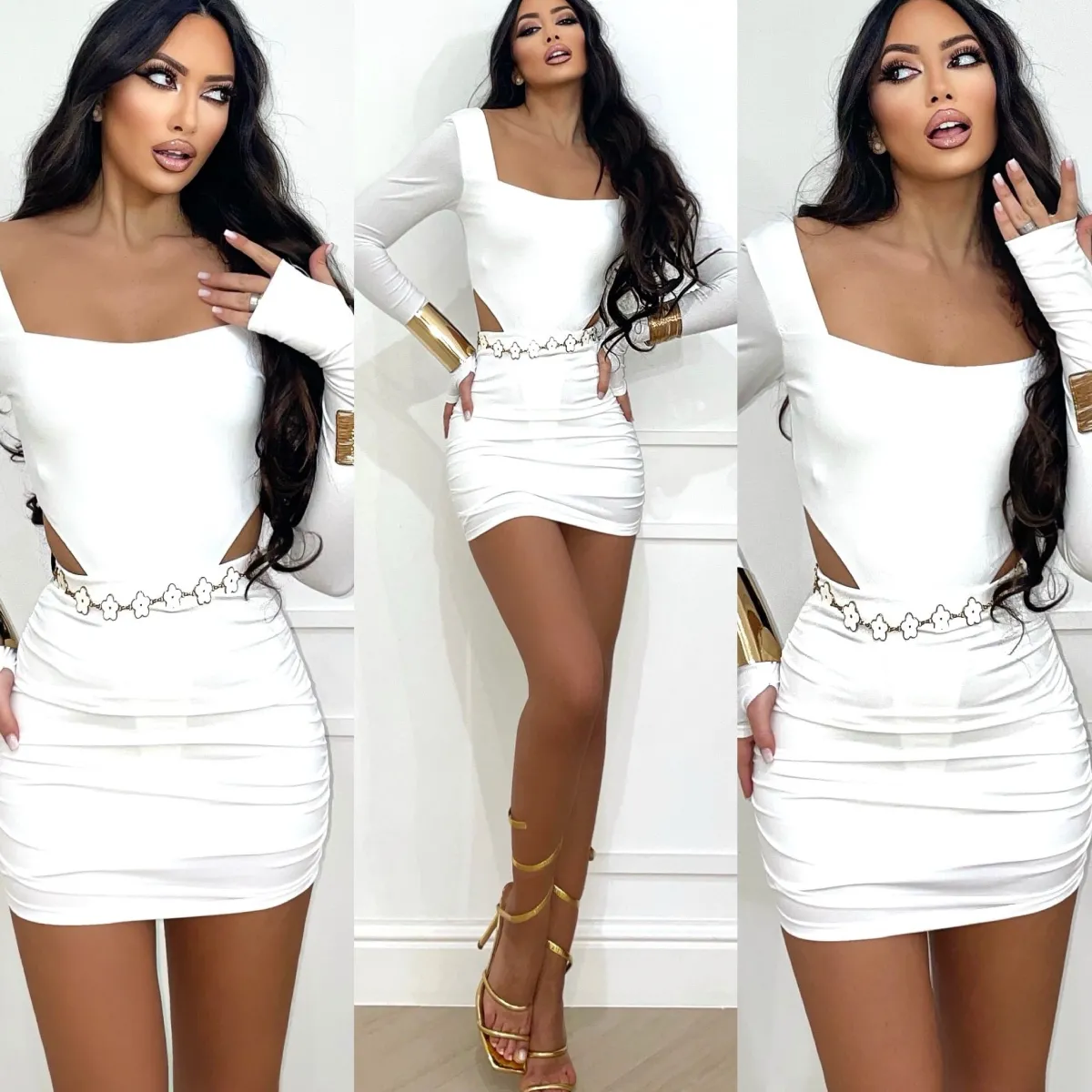 Hot Completo body e gonna bianco Completi & Tute