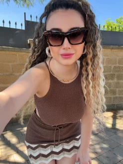 Sale Completo crochet top e gonna Choco e oro Completi & Tute