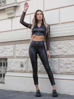 Clearance Completo due pezzi in ecopelle Pantaloni|Bluse & Top
