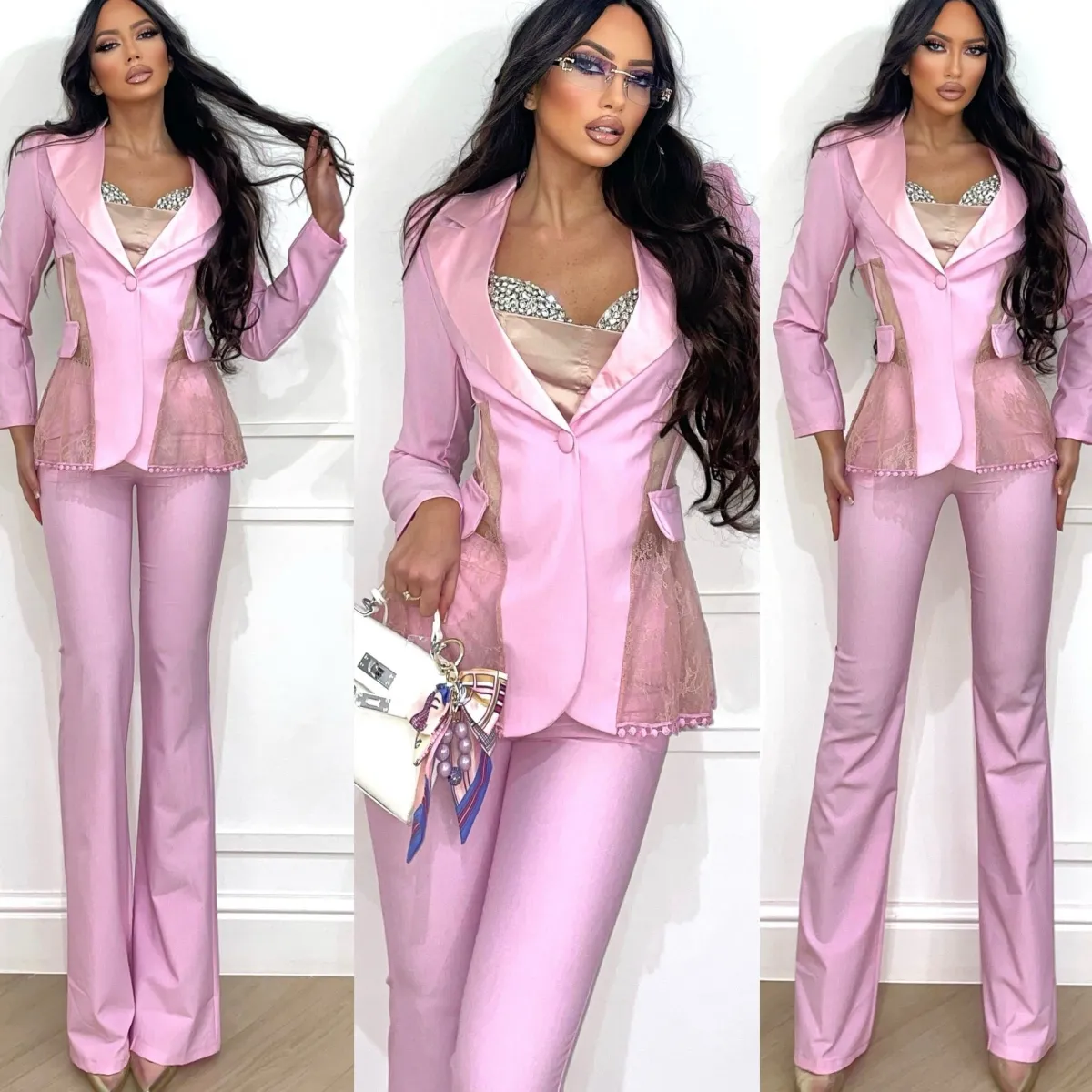 Discount Completo giacca bustier e pantalone rosa Completi & Tute