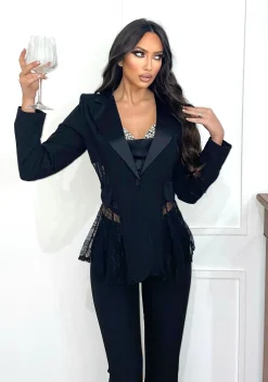 Clearance Completo giacca bustier e pantalone nero Completi & Tute