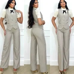 Fashion Completo smanicato e pantalone tortora freddo Completi & Tute