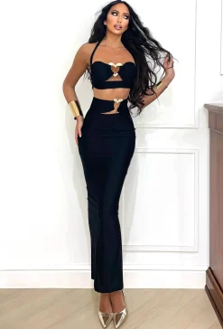 Outlet Completo top e gonna con cuori nero Completi & Tute