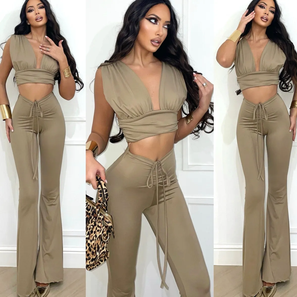 Hot Completo top e pantalone beige Completi & Tute