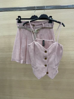 Best Completo top e short con cintura cipria Completi & Tute