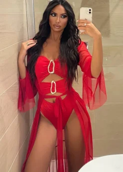 Outlet Copricostume in velo rosso Bikini|Bikini