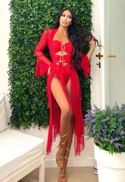 Discount Costume intero con gioiello sul davanti rosso Bikini|Bikini