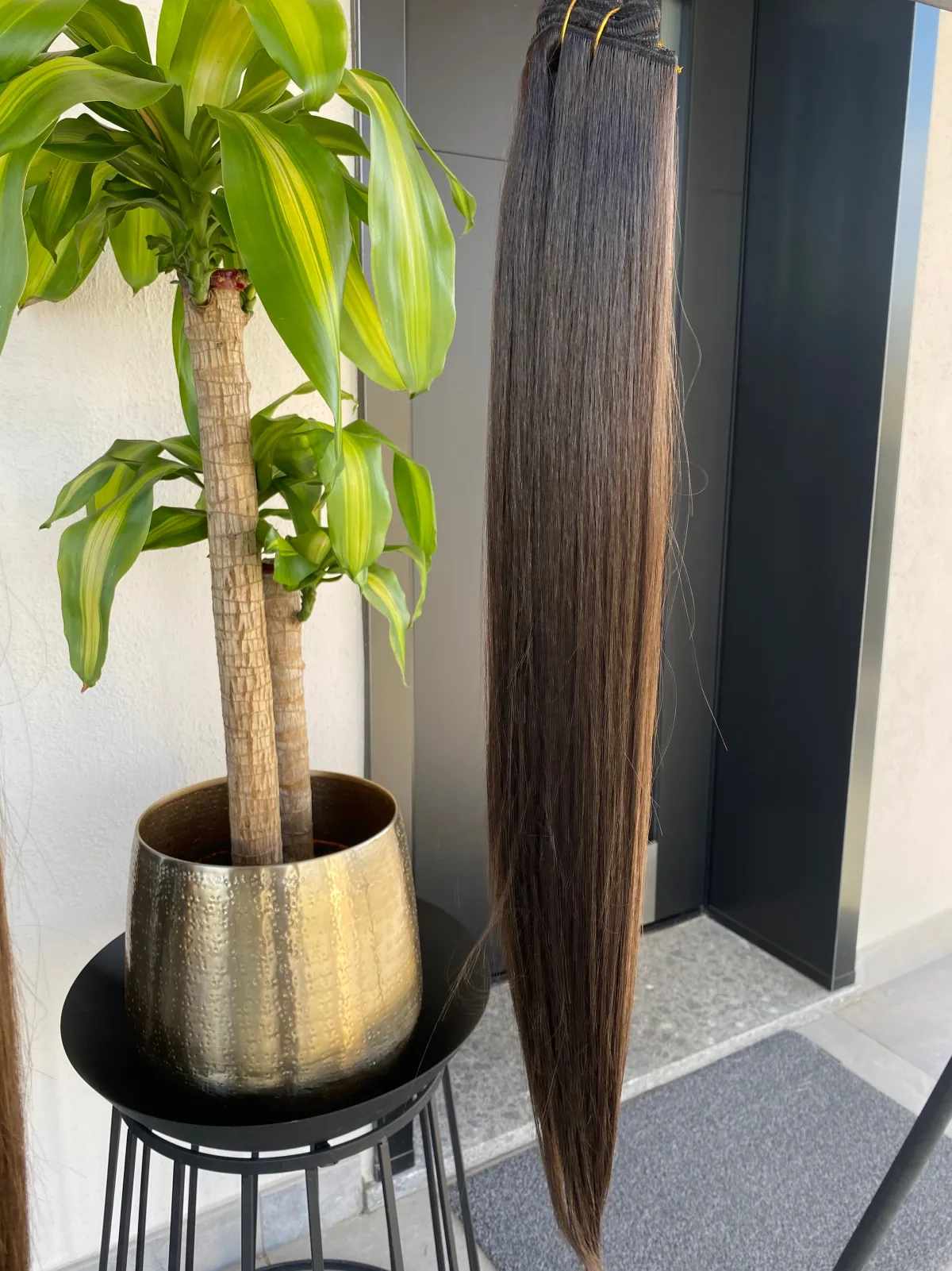 Hot Extension 7 clip liscia castano scuro 150g Extension Castane|Code Basi Castane