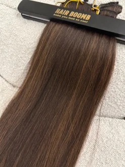 Online Extension 7 clip liscia castano con meches Extension Castane|Code Basi Castane