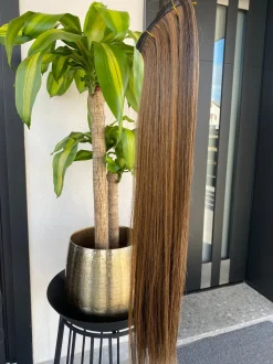 Online Extension 7 clip liscia castano con meches Extension Castane|Code Basi Castane