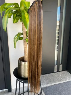 Online Extension 7 clip liscia castano con meches Extension Castane|Code Basi Castane