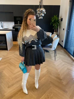 Fashion Gonna check grigia Gonne