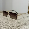 Clearance Occhiale slim squadrato brown stecche oro Occhiali
