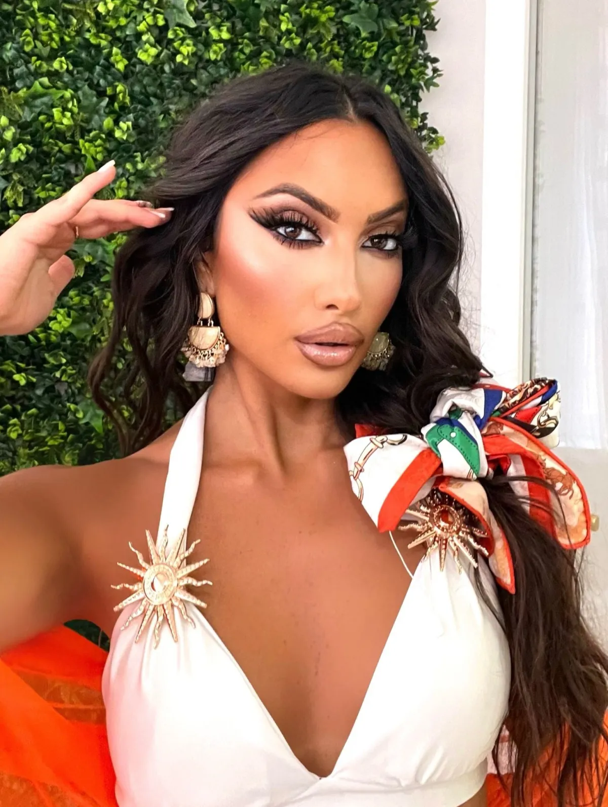 Sale Orecchini a cerchio con perline beige Orecchini|Bikini