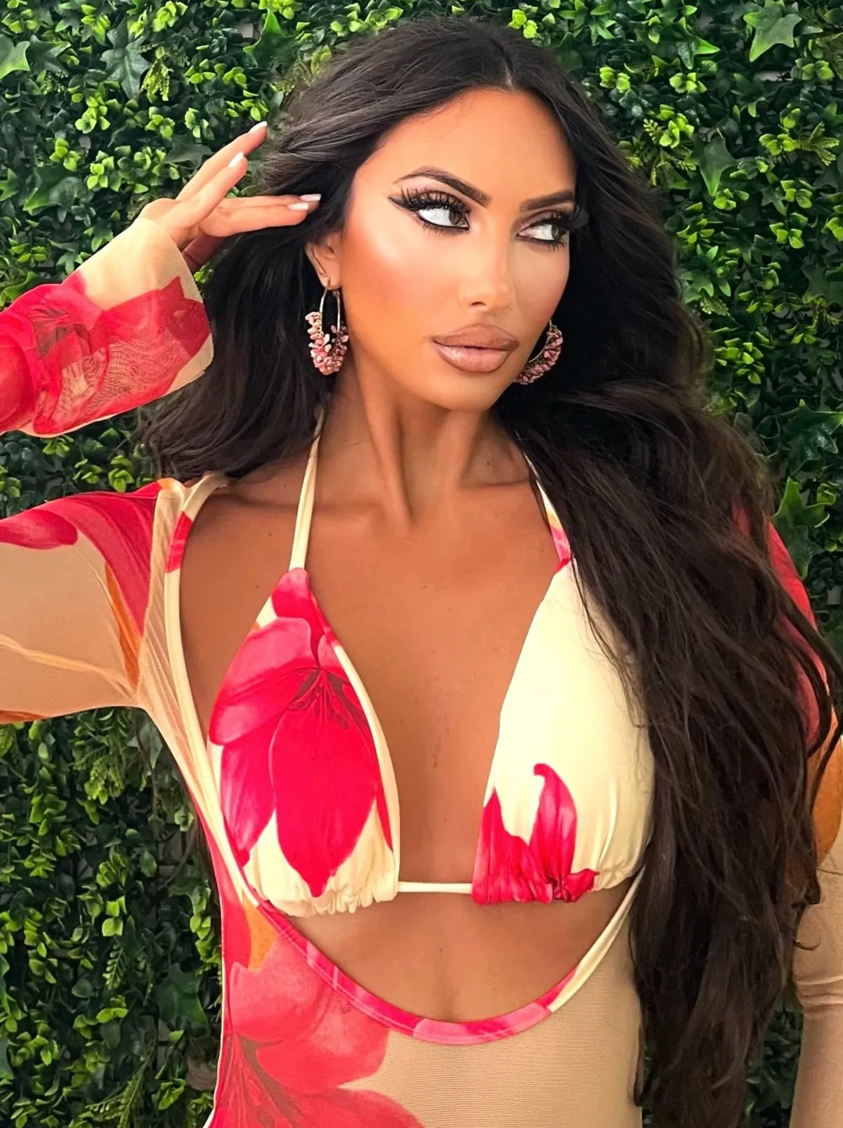 Online Orecchini a cerchio con perline rosa Orecchini|Bikini