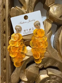 Fashion Orecchini conchiglia grappolo arancio Orecchini|Bikini